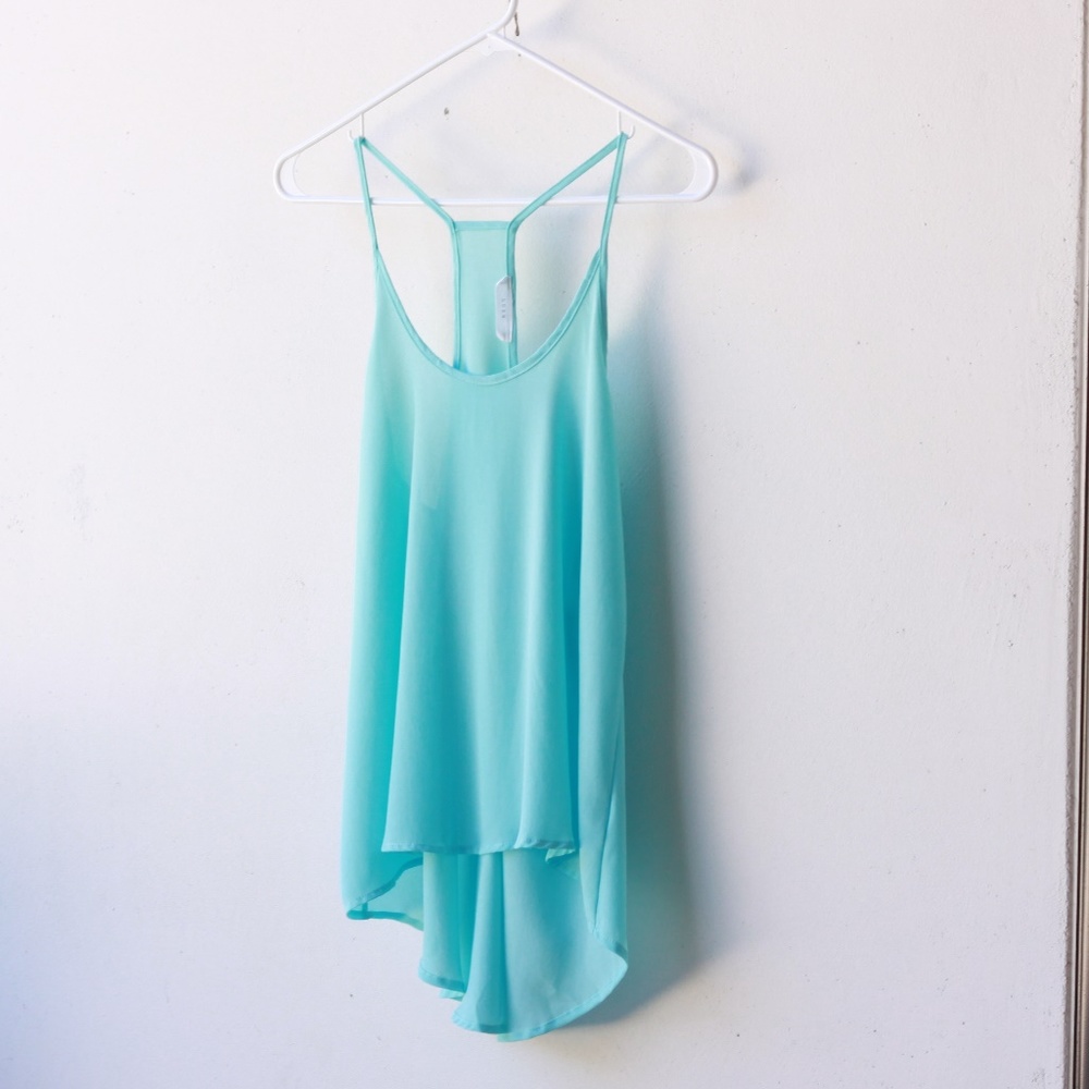 Soft light blue lush chiffon tank
